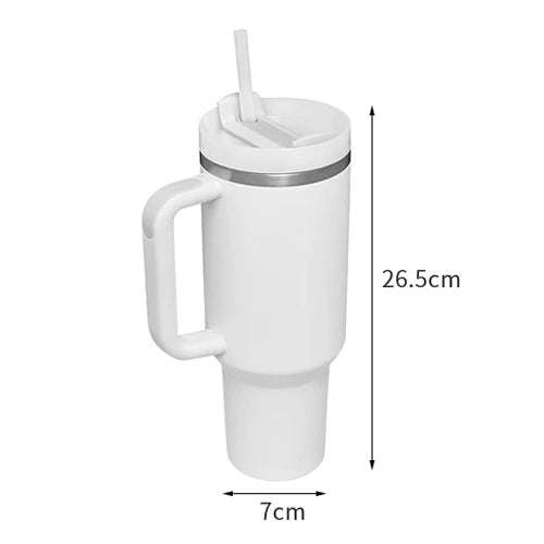 40oz Stainless Steel Tumbler with Handle Lid and Straw | It Can Keep Things Warm or Cold